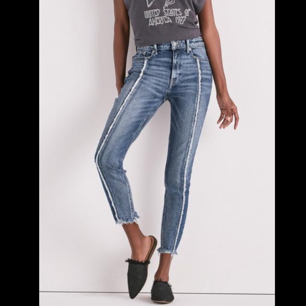 Lucky Brand High Rise Frayed Skinny Jeans 12